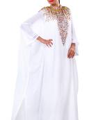 Cream Georgette Embroidered Stitched Islamic Kaftan