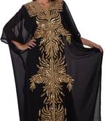 Black Georgette Embroidered Stitched Islamic Kaftan