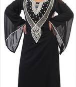 Black Georgette Embroidered Stitched Islamic Kaftan