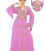 Pink Georgette Embroidered Stitched Islamic Kaftan