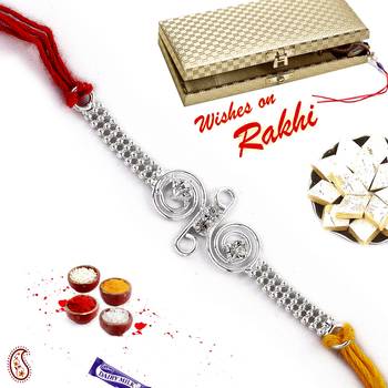 Awesome Beaded Chain Silver Rakhi 1