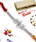 Awesome Beaded Chain Silver Rakhi