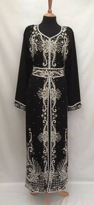 Black Georgette Embroidered Stitched Islamic Kaftan 1