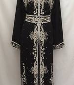 Black Georgette Embroidered Stitched Islamic Kaftan
