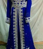 Royal Blue Georgette Embroidered Stitched Islamic Kaftan