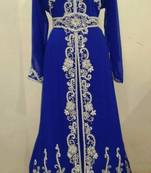 Royal Blue Georgette Embroidered Stitched Islamic Kaftan