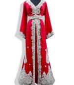 Red Georgette Embroidered Stitched Islamic Kaftan