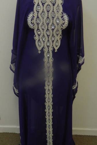 Navy Blue Georgette Embroidered Stitched Islamic Kaftan