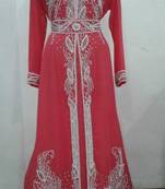 Pink Georgette Embroidered Stitched Islamic Kaftan