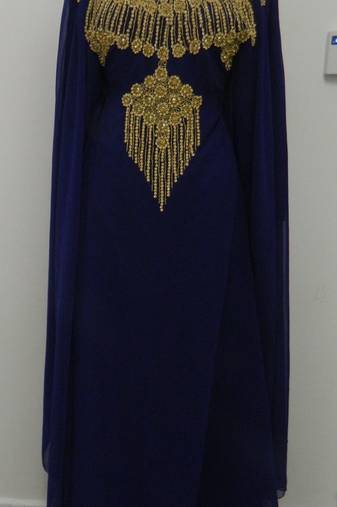 Navy Blue Georgette Embroidered Stitched Islamic Kaftan