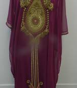 Magenta Georgette Embroidered Stitched Islamic Kaftan