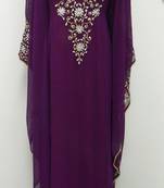 Magenta Georgette Embroidered Stitched Islamic Kaftan
