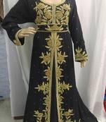 Black Georgette Embroidered Stitched Islamic Kaftan