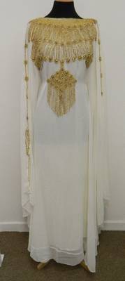 Cream Georgette Embroidered Stitched Islamic Kaftan 1