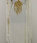 Cream Georgette Embroidered Stitched Islamic Kaftan