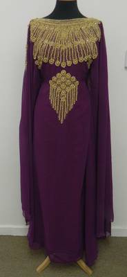 Magenta Georgette Embroidered Stitched Islamic Kaftan 1