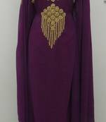 Magenta Georgette Embroidered Stitched Islamic Kaftan