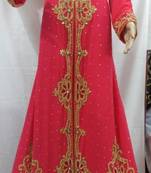 Pink Georgette Embroidered Stitched Islamic Kaftan