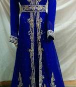 Royal Blue Georgette Embroidered Stitched Islamic Kaftan