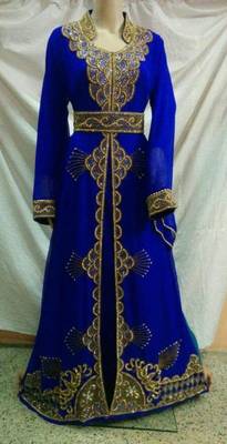 Royal Blue Georgette Embroidered Stitched Islamic Kaftan 1