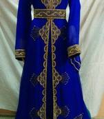 Royal Blue Georgette Embroidered Stitched Islamic Kaftan