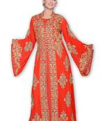 Tomato Georgette Embroidered Stitched Islamic Kaftan