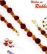 Brown Beads  And  Rudraksh Embellished Bracelet Rakhi