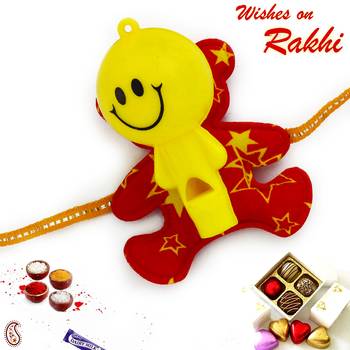 Red  And  Yellow Sweet Smiley Rakhi For Kids 1