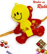 Red  And  Yellow Sweet Smiley Rakhi For Kids