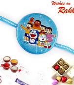 Blue Round Base Doremon Motif Kids Rakhi