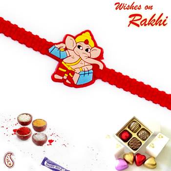 Red  And  Blue Cute Ganesha Motif Kids Rakhi 1