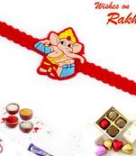 Red  And  Blue Cute Ganesha Motif Kids Rakhi
