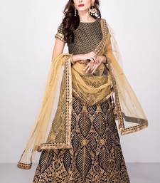 Blue-Gold Colored Partywear Embroidered Micro Velvet Lehenga Choli ...