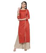 Red self design viscose salwar