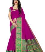 Pink woven polycotton saree with blouse