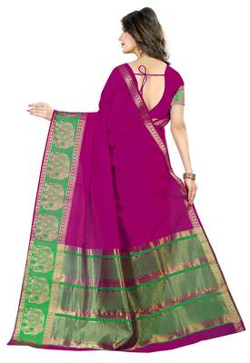 Pink woven polycotton saree with blouse 2