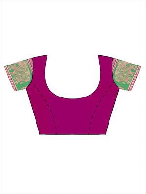 Pink woven polycotton saree with blouse 4