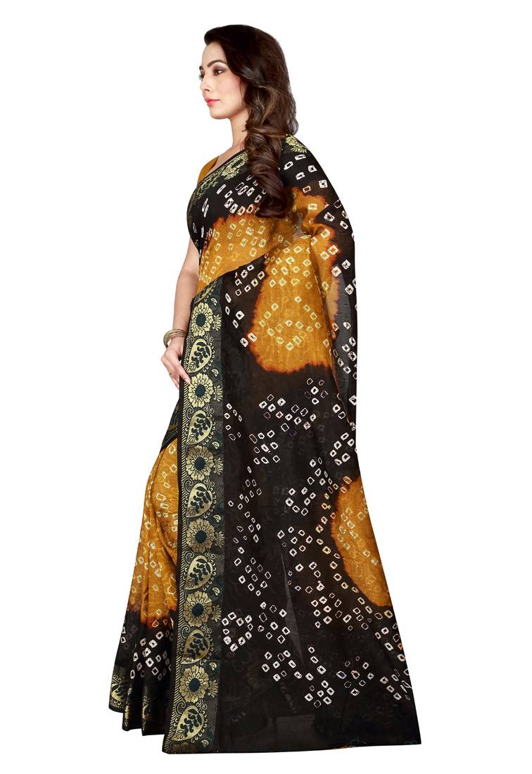 Black and Silver Pure Georgette Saree with Blouse Fabric