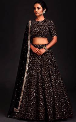 Black Reception Lehenga Choli for Women 1