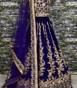 Royal Blue Colored Raw Silk Lehenga Choli & Dupatta Set