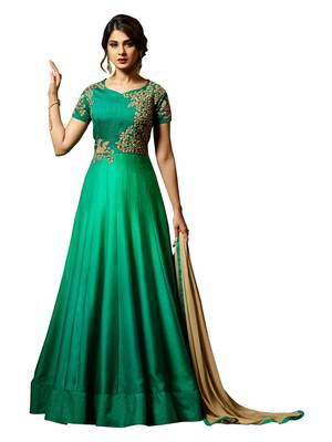 Sea-Green Embroidered Silk Salwar With Dupatta 2