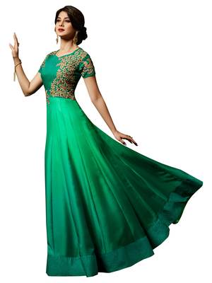 Sea-Green Embroidered Silk Salwar With Dupatta 1