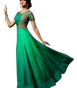 Sea-Green Embroidered Silk Salwar With Dupatta