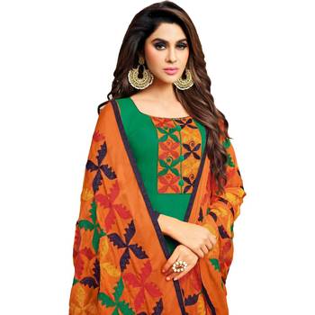 Green phulkari cotton salwar 6