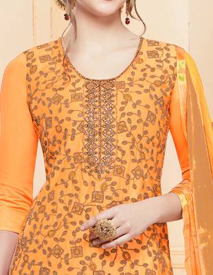 Mustard embroidered cotton salwar with dupatta 2