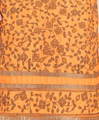 Mustard embroidered cotton salwar with dupatta 3
