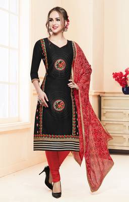 Black embroidered cotton salwar with dupatta 1