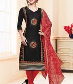 Black embroidered cotton salwar with dupatta