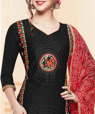 Black embroidered cotton salwar with dupatta 2