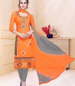 Orange embroidered cotton salwar with dupatta